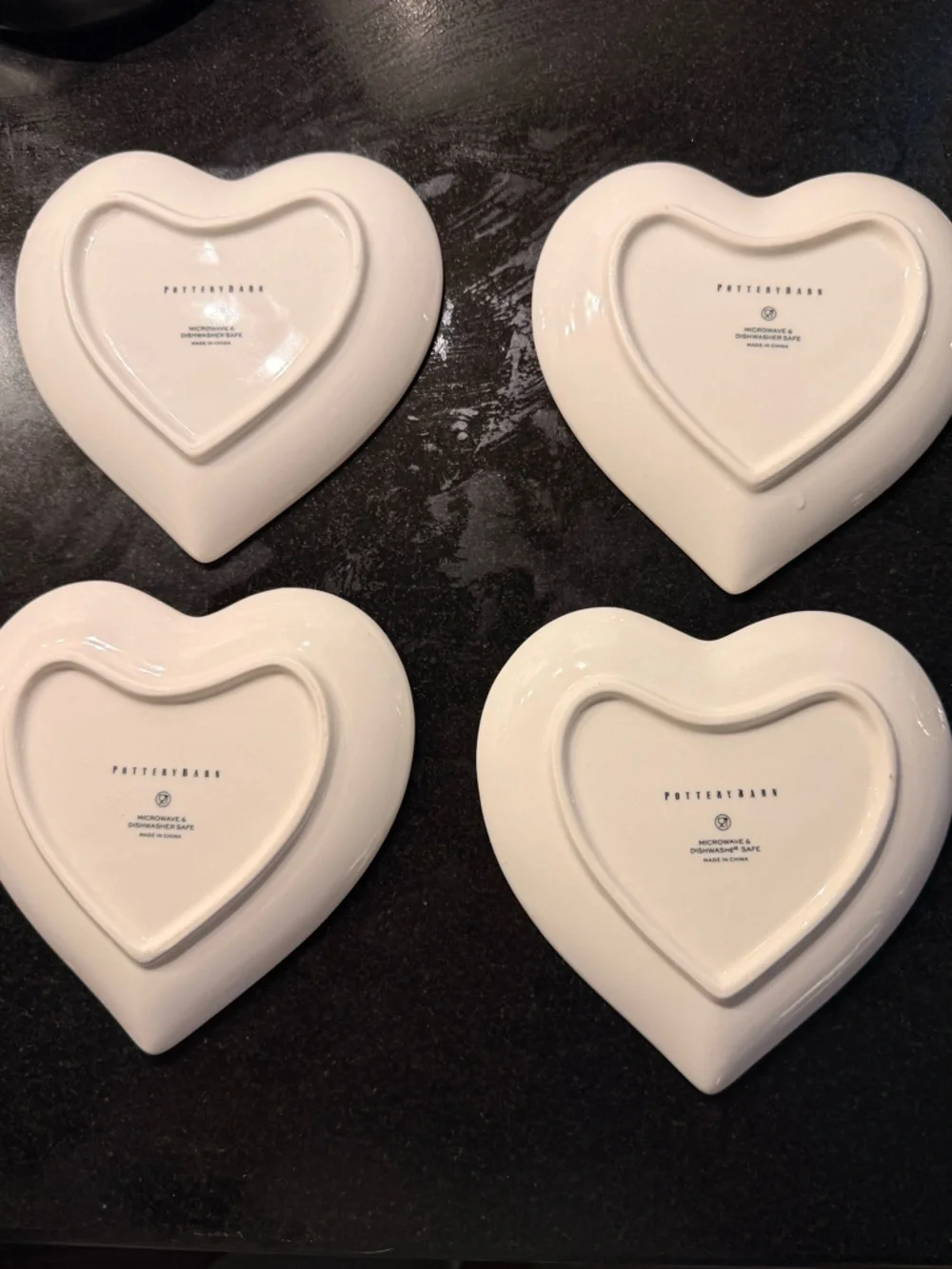 Pottery Barn S/4 Heart Shaped Appetizer Plates 5.6